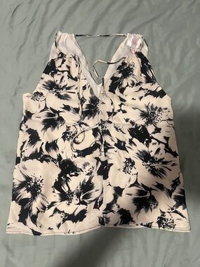 Parker Black & White Floral Lace-Up Camisole